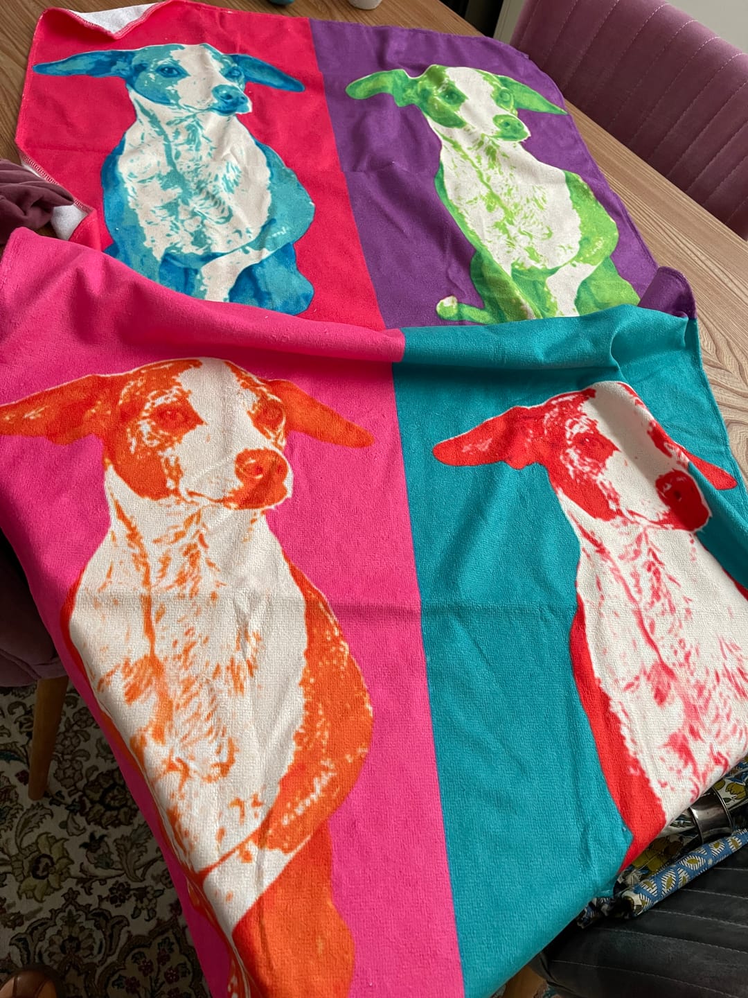 Customer photo review of Personalisiertes Strandtuch - Farbquadrate