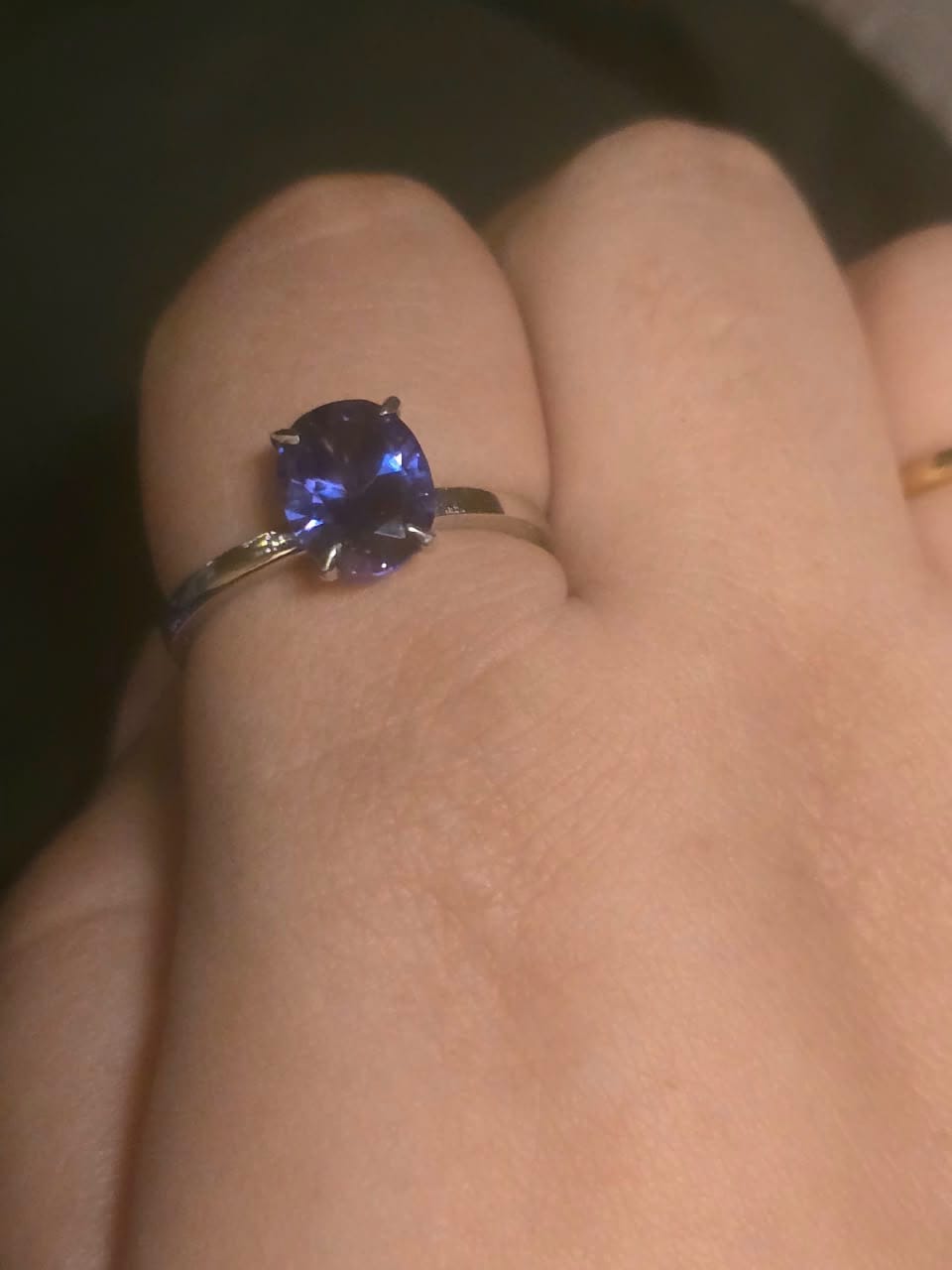 Customer photo review of 3Ct Charlotte Blue Tanzanite Silver Oval Solitaire Ring
