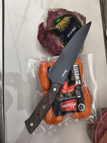 Customer photo review of Cuchillo Parrillero Black Feroz + Funda de Cuero Premium