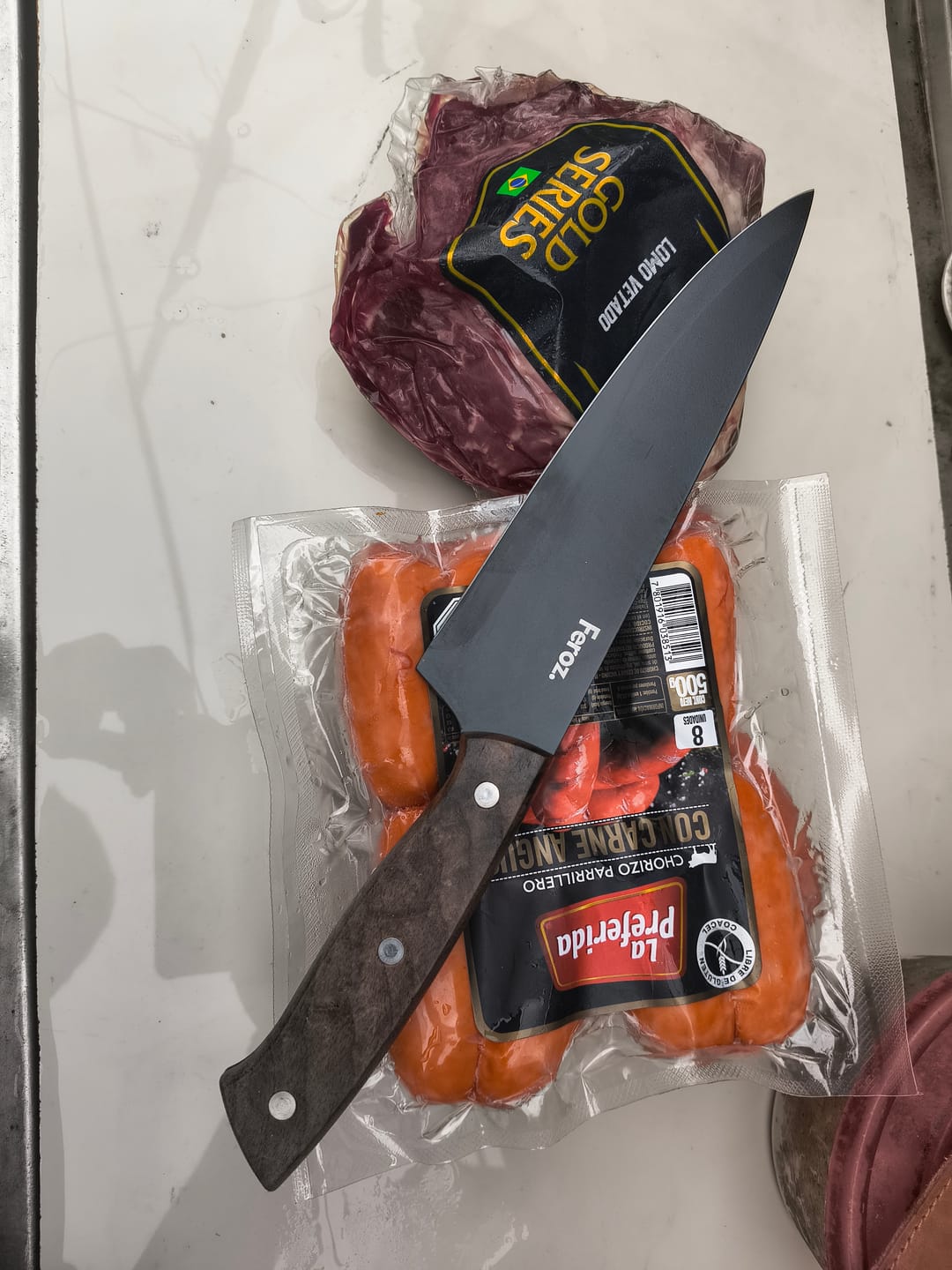 Customer photo review of Cuchillo Parrillero Black Feroz + Funda de Cuero Premium