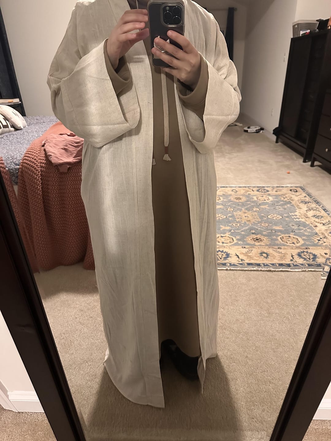 Customer photo review of Aya Linen Abaya - Sand