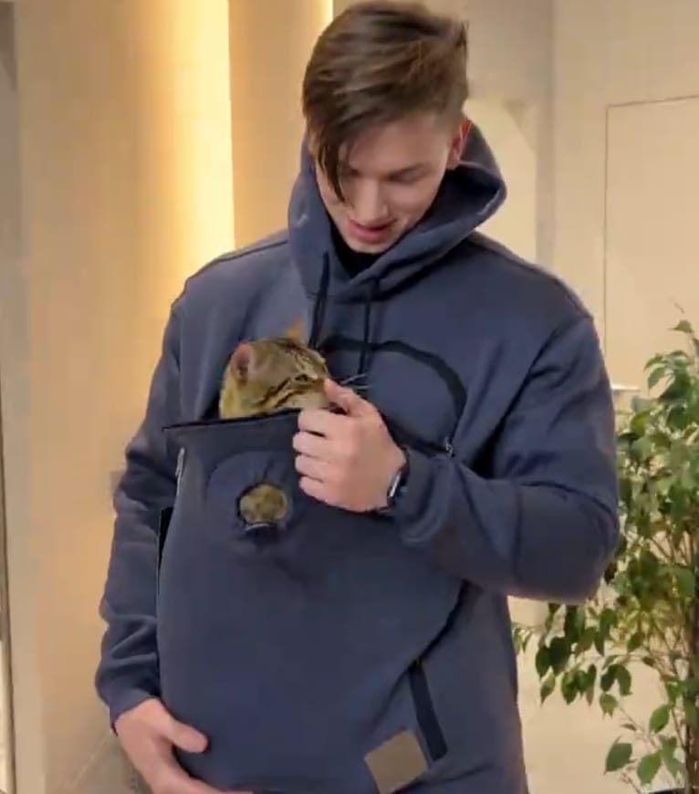 Customer photo review of Pet Peekaboo Pocket Hoodie