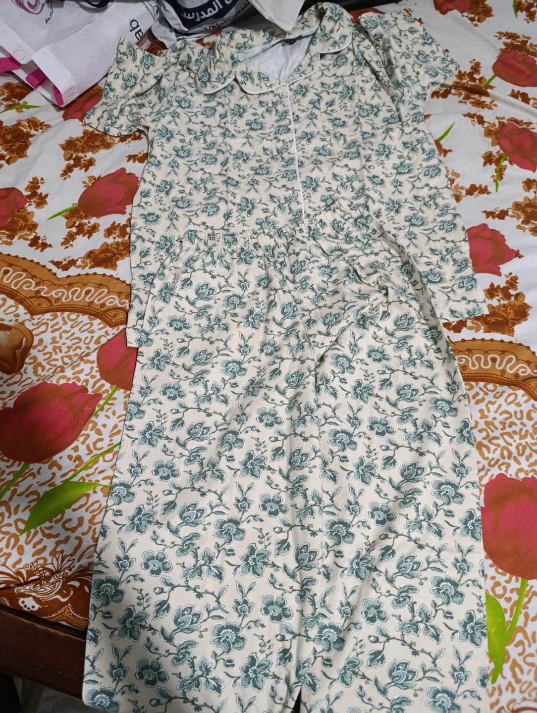 Customer photo review of بيجامة نص كم زرار Olive Mist