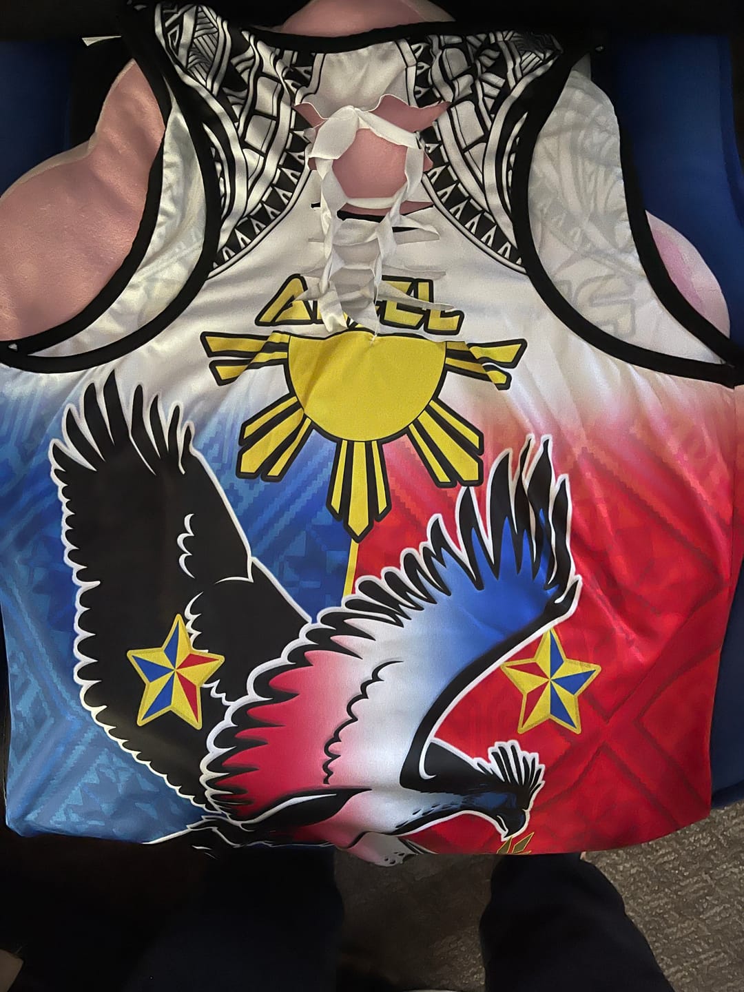 Customer photo review of Custom Personalised Philippines Hollow Tank Top Polynesian Filipino Pattern With Eagle LT14