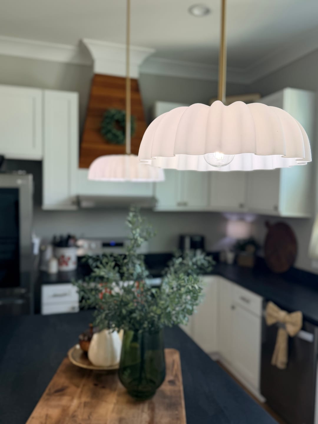 Customer photo review of Modern 1-Light Milky White Daisy Glass Pendant