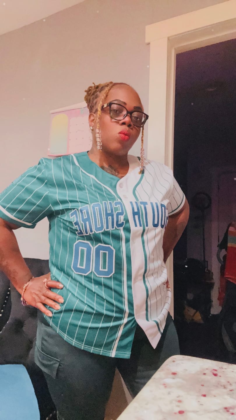 Customer photo review of Custom White Kelly Green Two Tone Striped Fashion Authentic Baseball Jersey