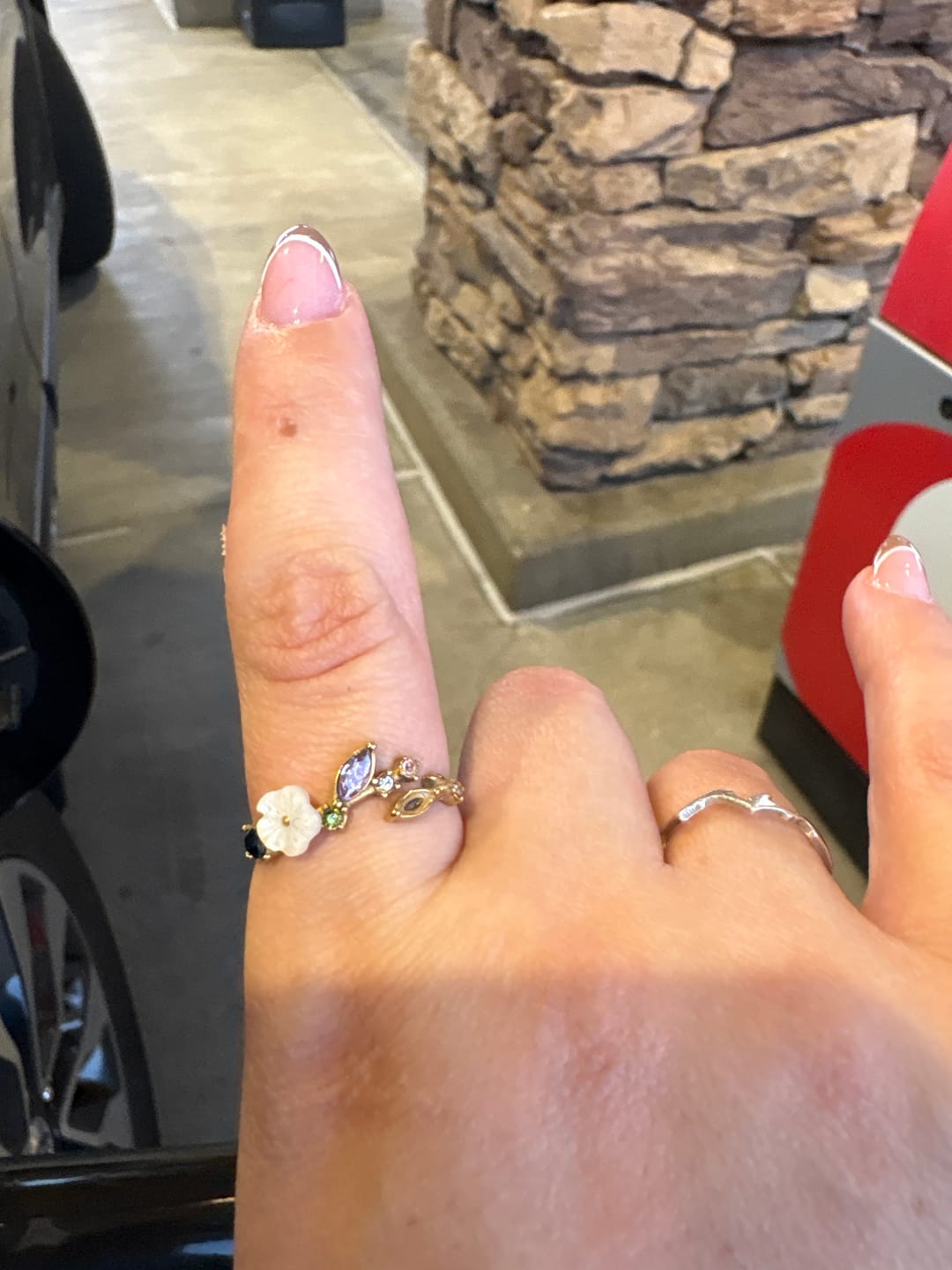 Customer photo review of Crystal White Blossom Ring Gold