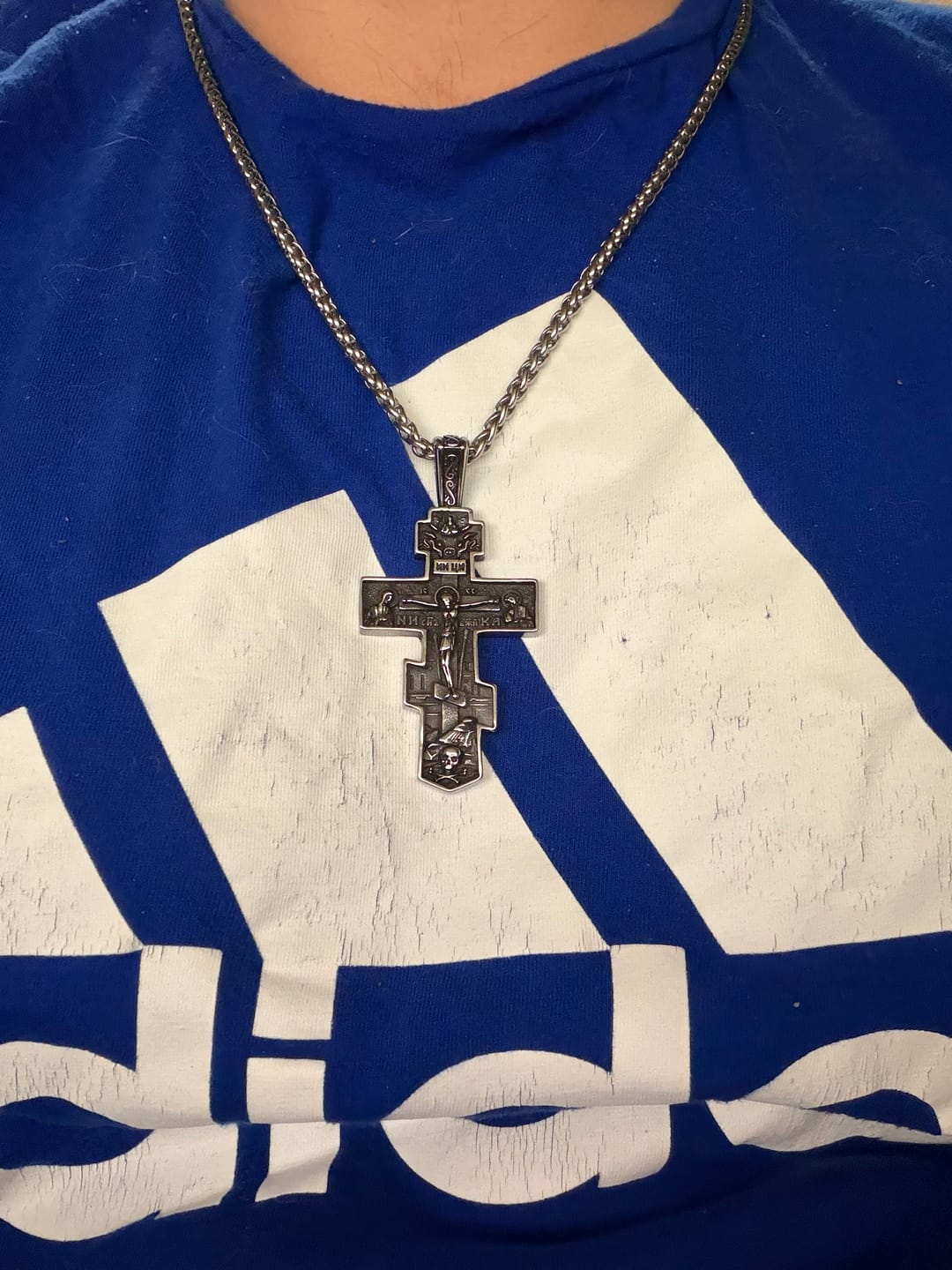 Customer photo review of FREE Today: Titanium Orthodox Jesus Crucifix Necklace Protection Jewelry