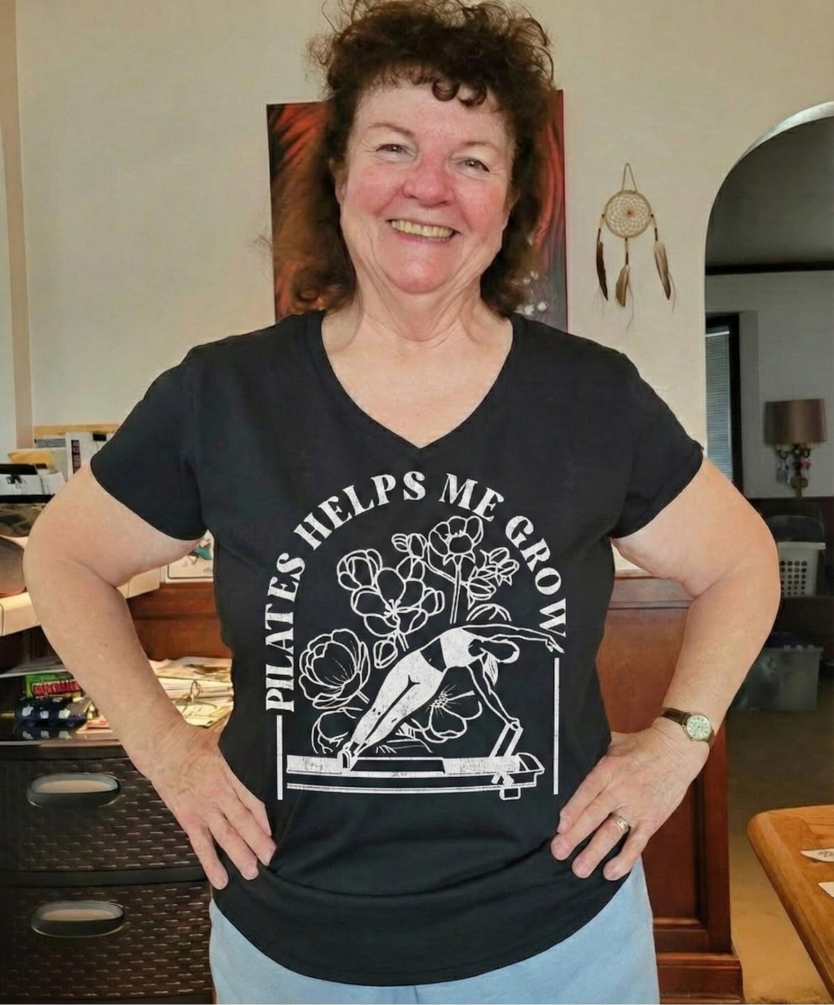 Customer photo review of Pilates Helps Me Grow T-shirt