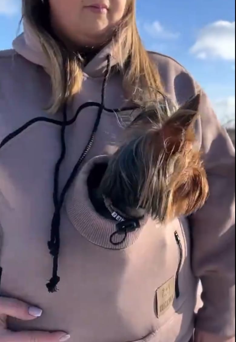 Customer photo review of Pet Peekaboo Pocket Hoodie