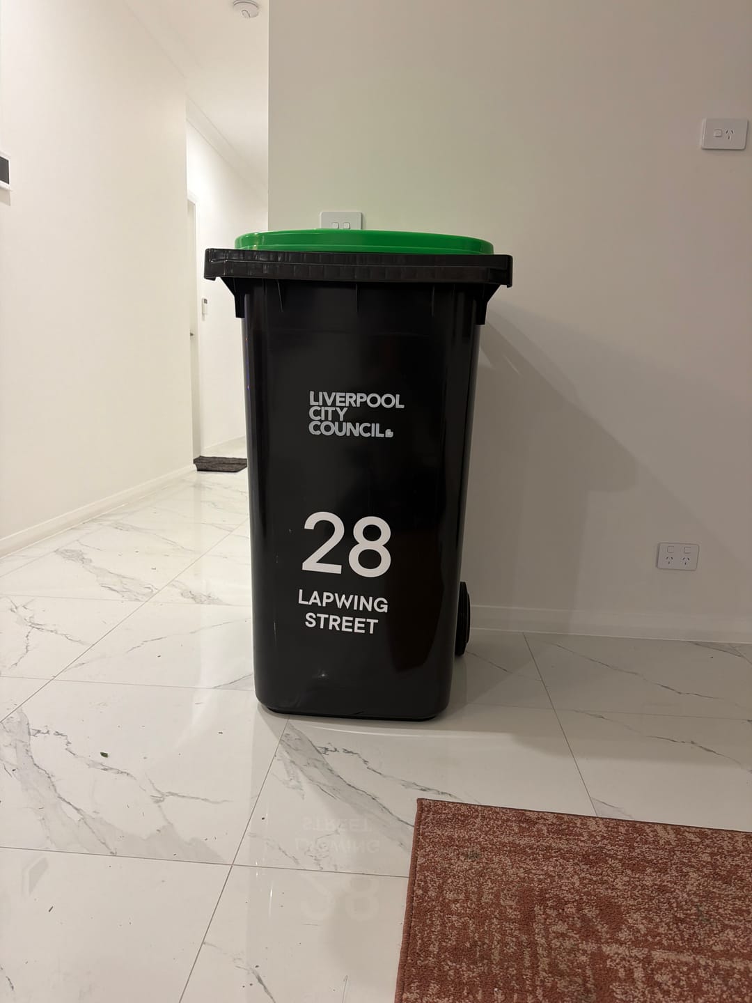 Customer photo review of Wheelie Bin Street Name & Number Sticker