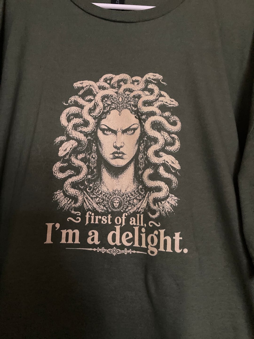 Customer photo review of Medusa First of All I'm a Delight T-Shirt