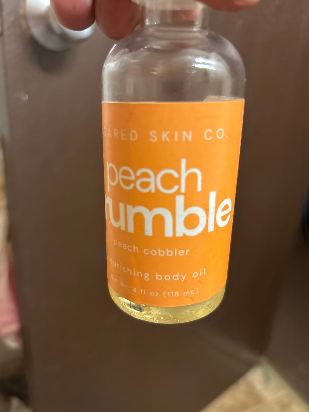 Customer photo review of Peach Crumble Body Oil