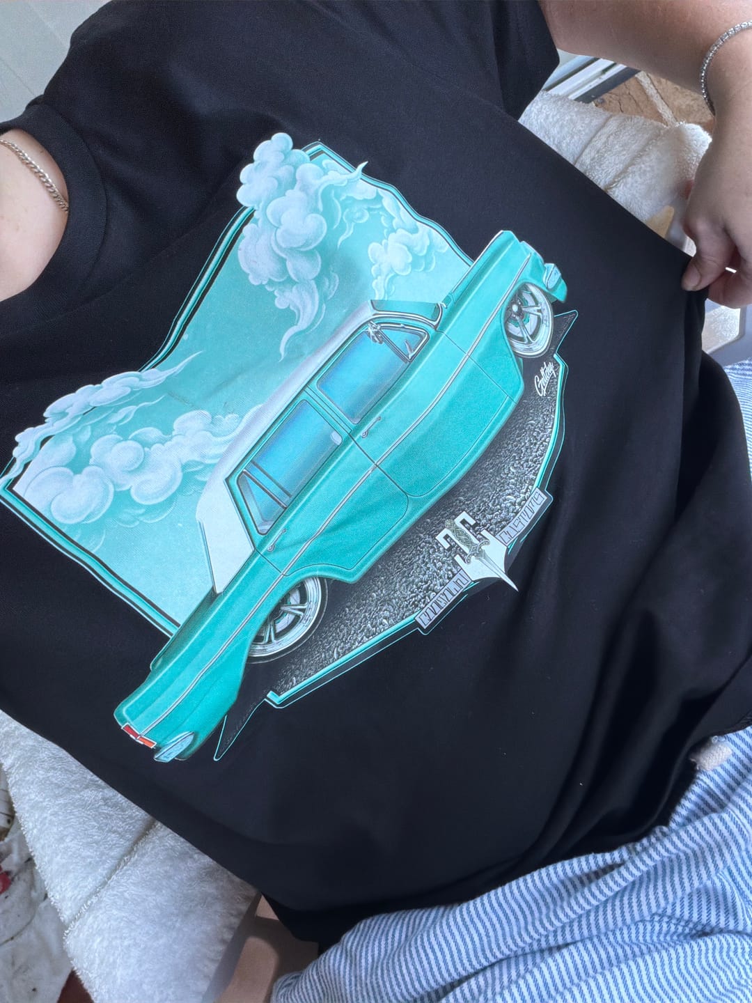 Customer photo review of Holden T-Shirt Womens Black | EH Holden Car Art Tee Australia