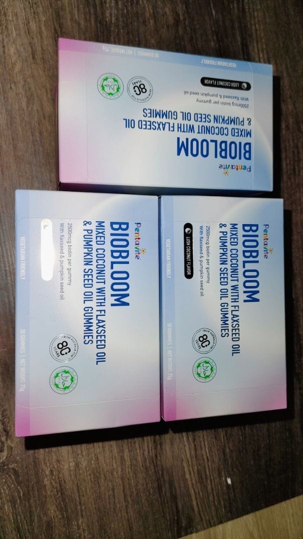 Customer photo review of Biobloom Mixed Coconut With Flaxseed Oil & Pumpkin Seed Oil Gummies