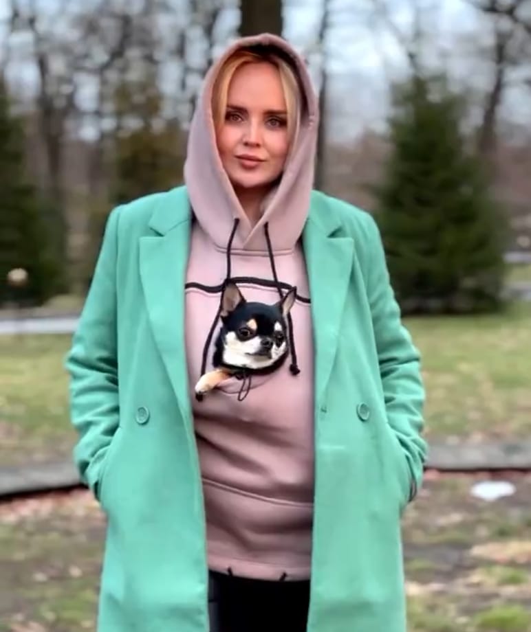 Customer photo review of Pet Peekaboo Pocket Hoodie