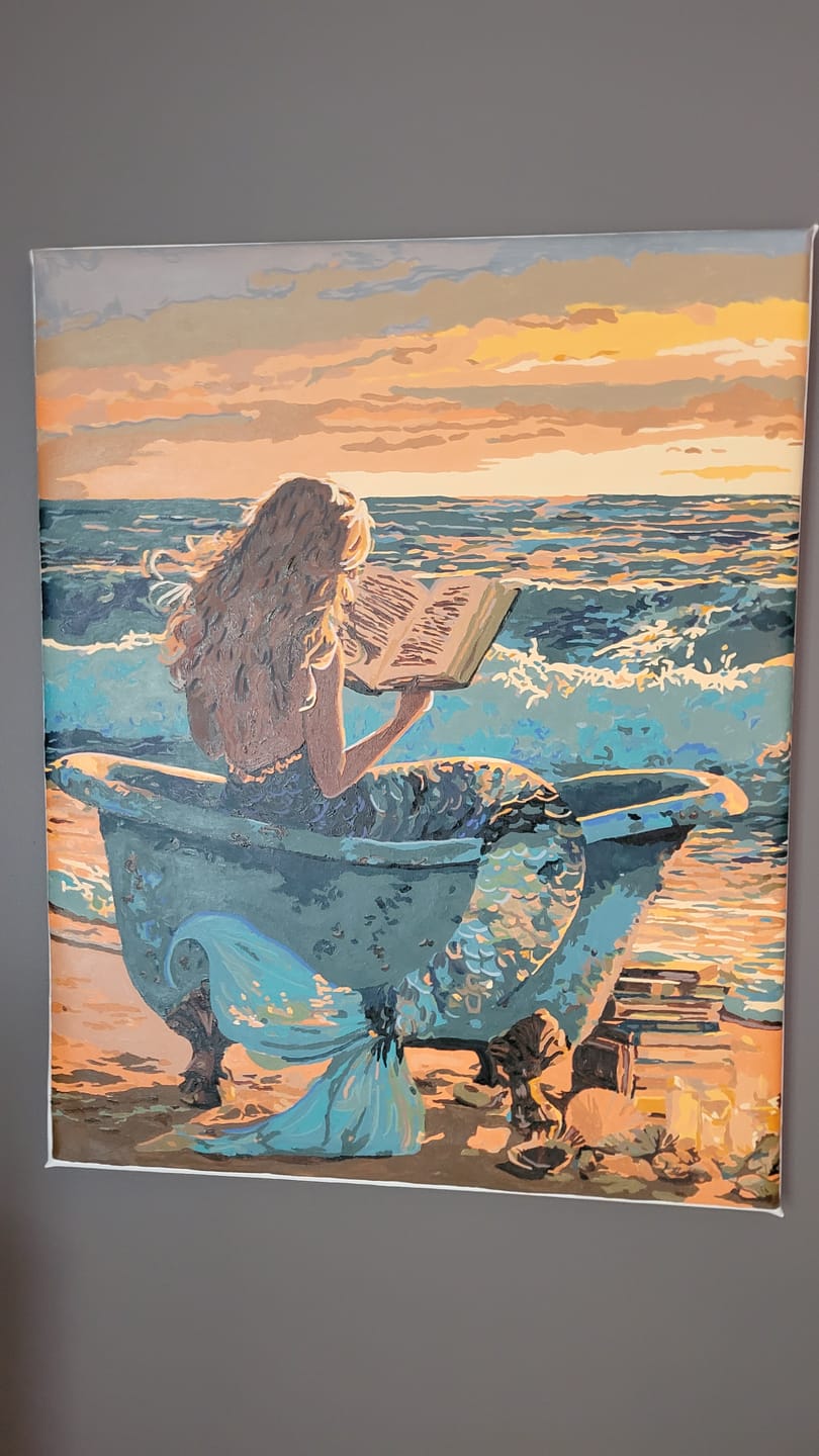 Customer photo review of The Reading Mermaid | Paint by Number