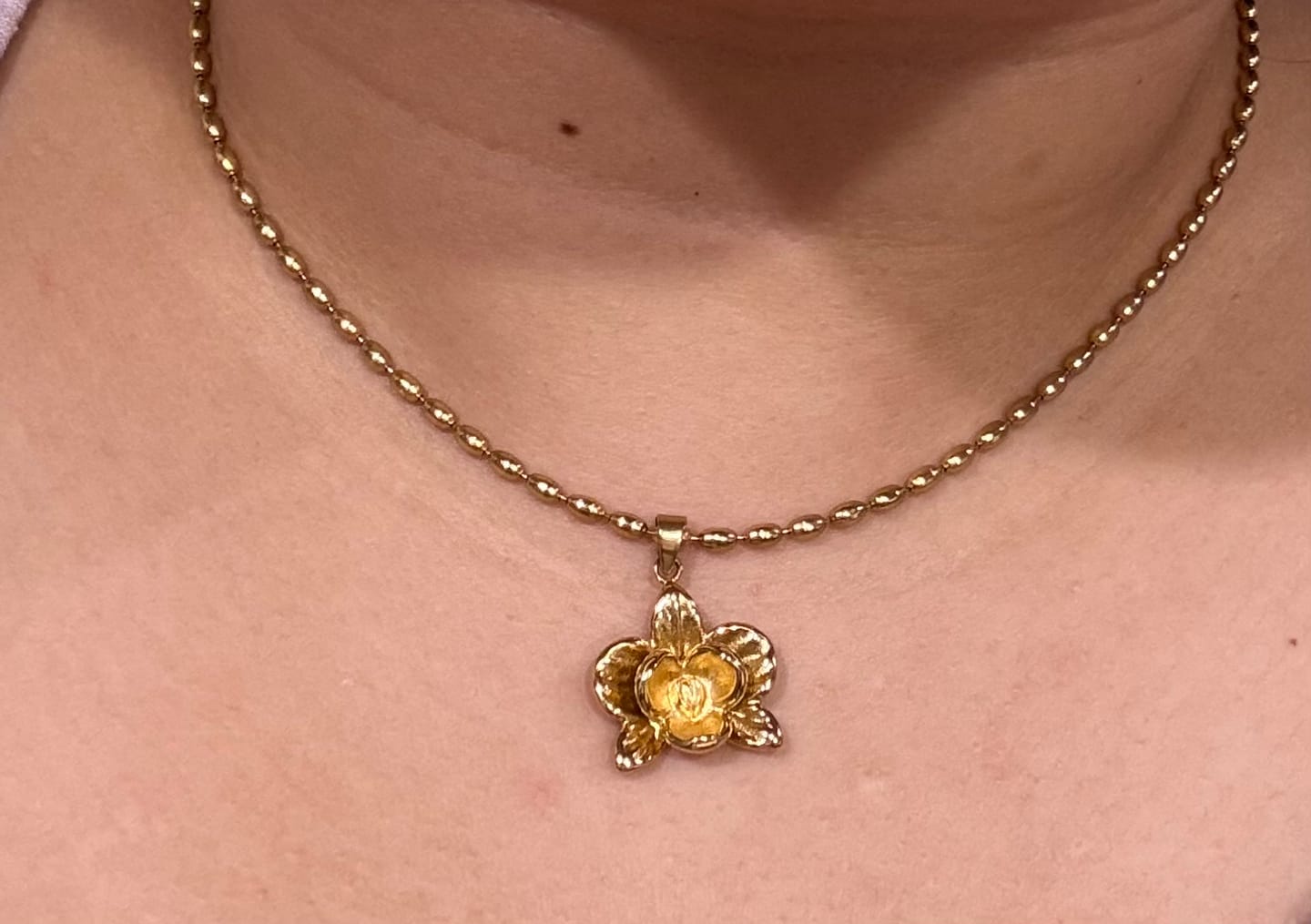Customer photo review of Orchid Flower Necklace
