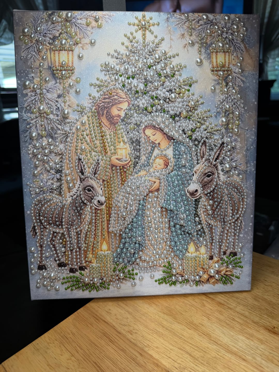 Customer photo review of Personalized 3D Pearl Art DIY Kit – Custom Name Holiday Canvas Wall Decor