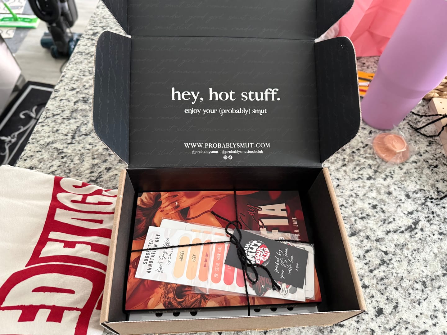 Customer photo review of smut slut book club subscription