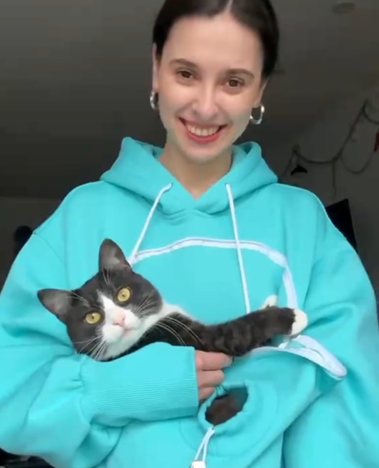 Customer photo review of Pet Peekaboo Pocket Hoodie