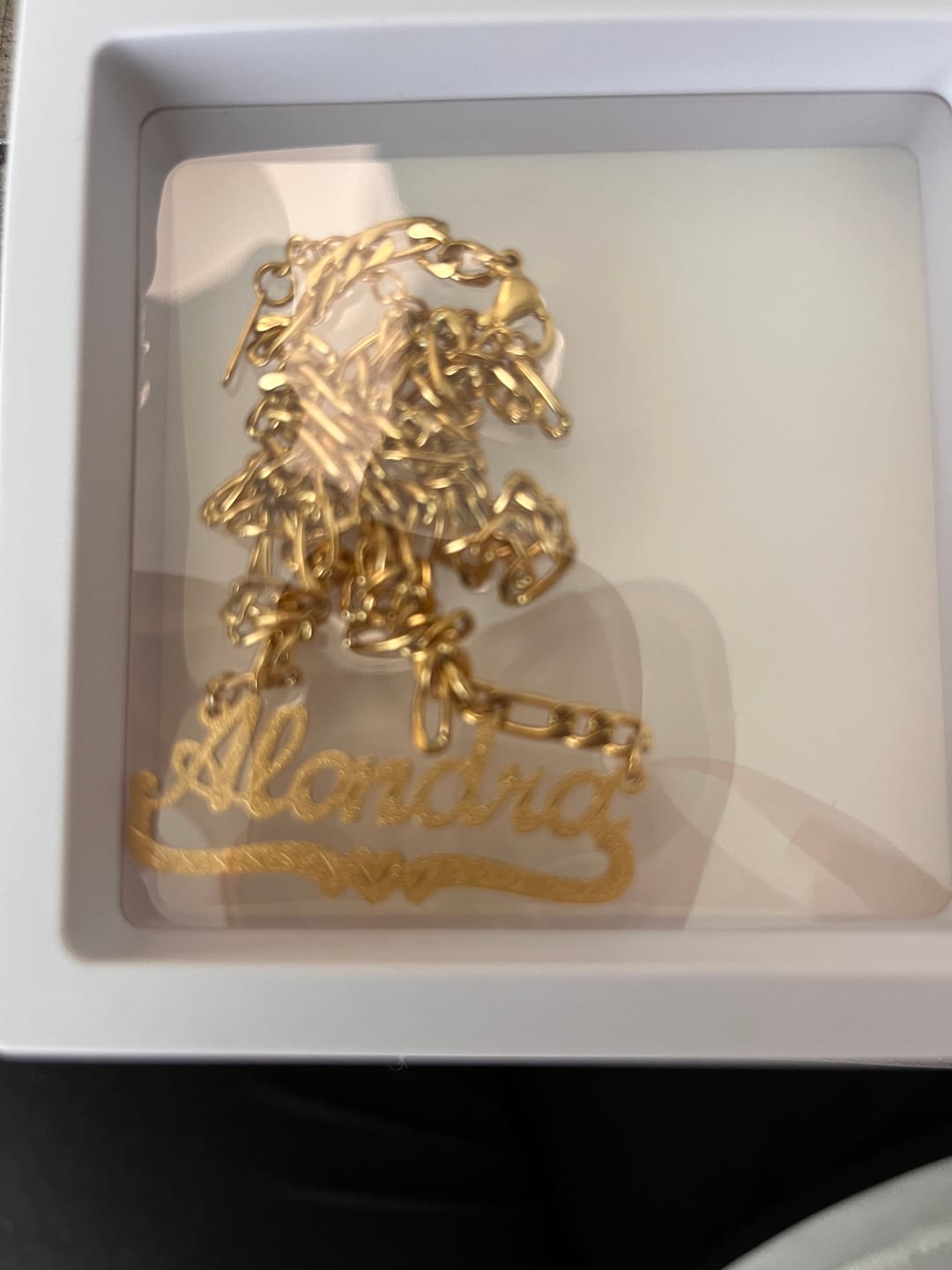 Customer photo review of Diamond Cut Heart Name Necklace