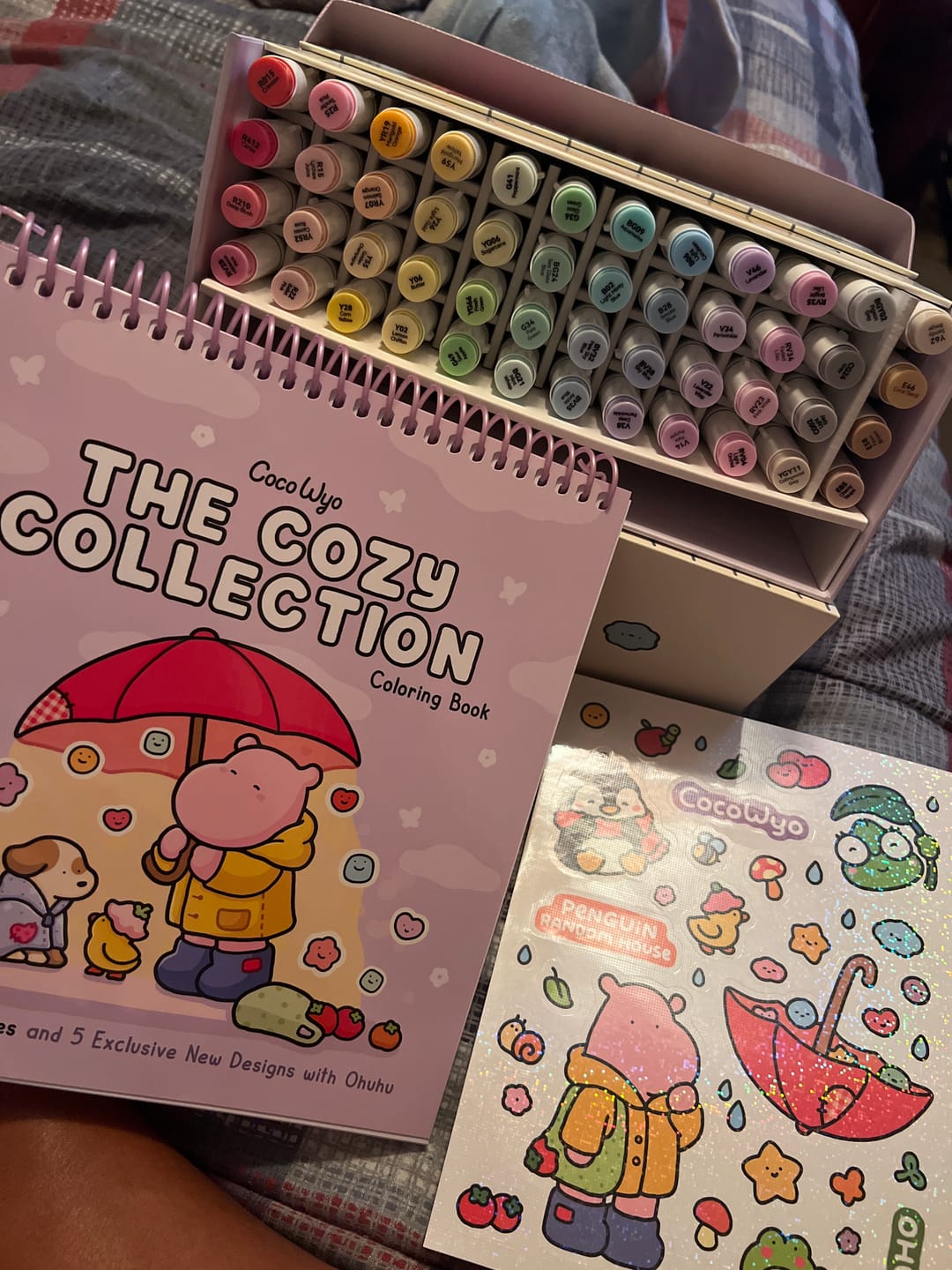 Customer photo review of Ohuhu x Coco Wyo Cozy Mood Coloring Kit, Honolulu B 48 Colors Alcohol Markers with Brush & Fine Dual Tips, Coloring Book with Mood Tracker Pages