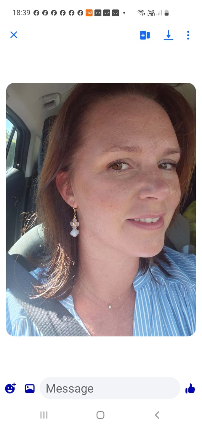 Customer photo review of Les Complices — boucles d'oreilles quartz rose et pierre de lune