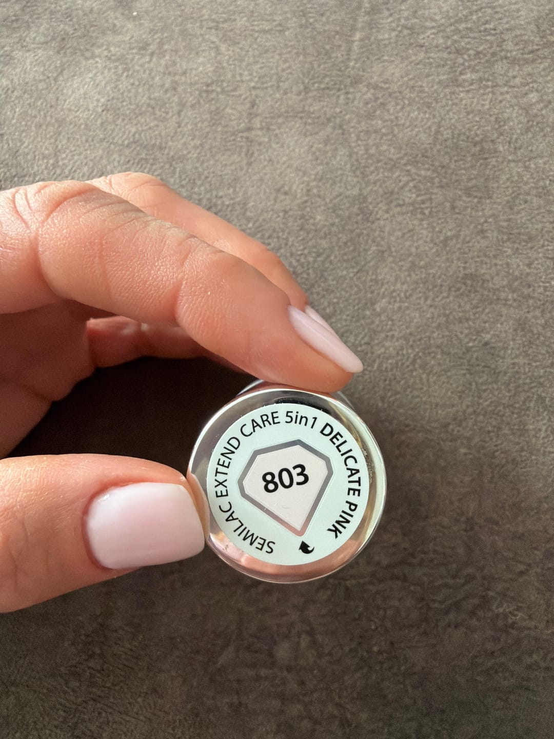 Customer photo review of Semilac Extend Care 5in1 803 Delicate Pink UV Gel Polish 11ml - Builder Gel in a Bottle