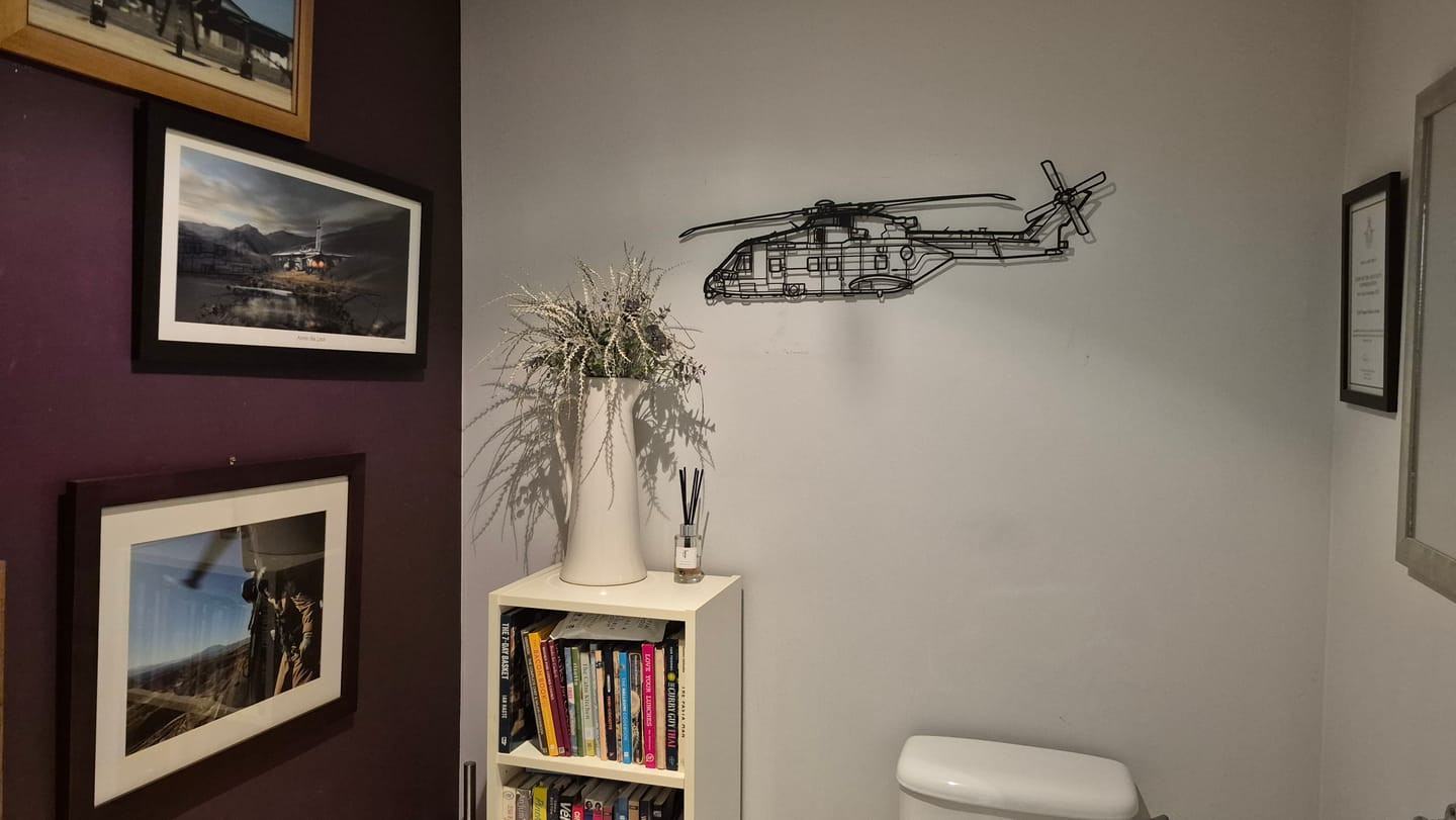 Customer photo review of AW101 Merlin Silhouette Metal Wall Art