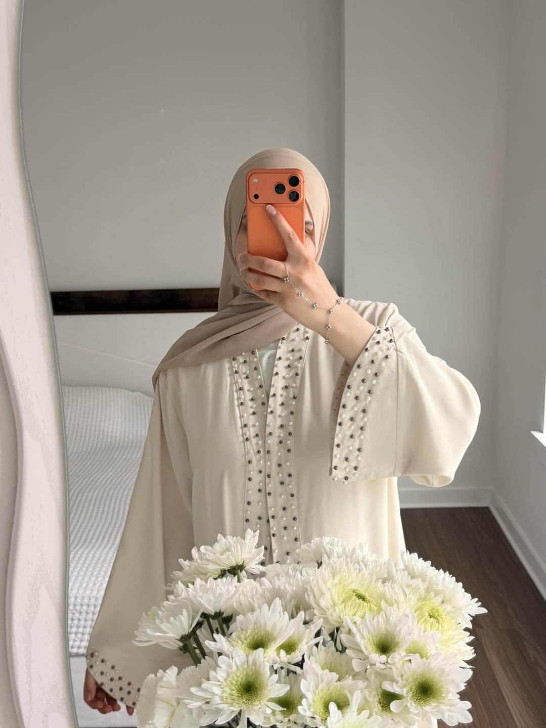 Customer photo review of Amirah Pearl Abaya - Cream