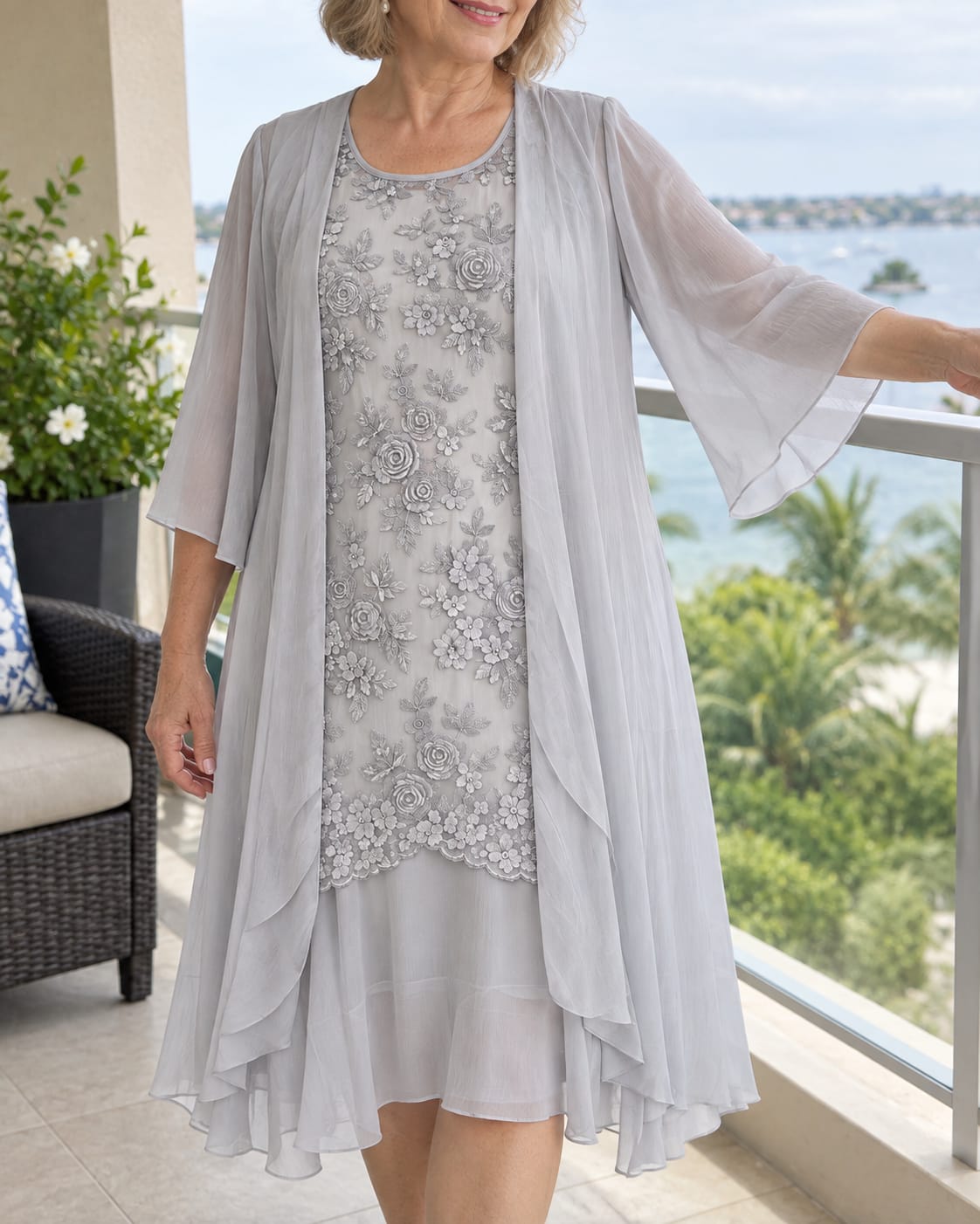Customer photo review of Maya Elegant Chiffon Two-Piece Dress