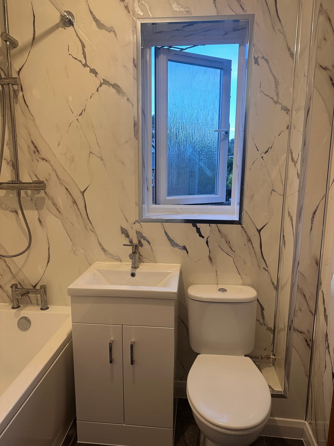 Customer photo review of 10mm Silvara Marble Gloss Shower Panel 1M x 2.4M
