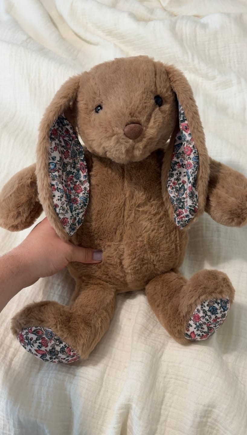 Customer photo review of Recordable Blossom Bunny Stuffed Animal, 16" | Voice Message Personalized Gift