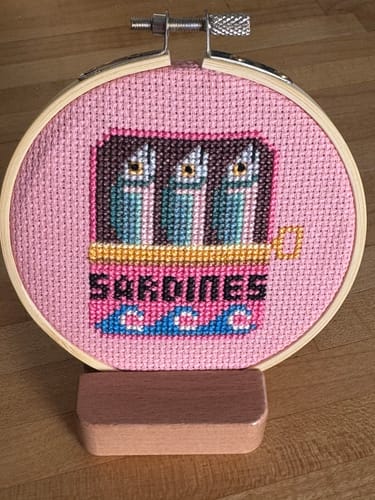 Customer photo review of Sardines Cross Stitch Kit