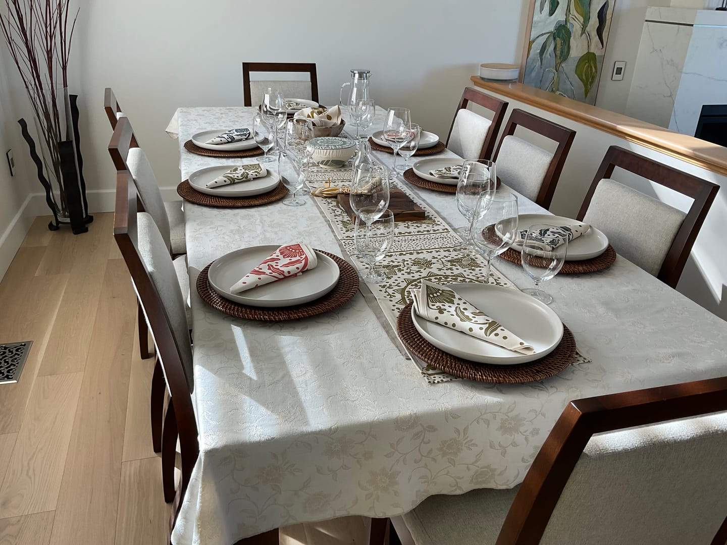 Customer photo review of Cotton Table Napkins Red, Navy, Gold | Madiba Print