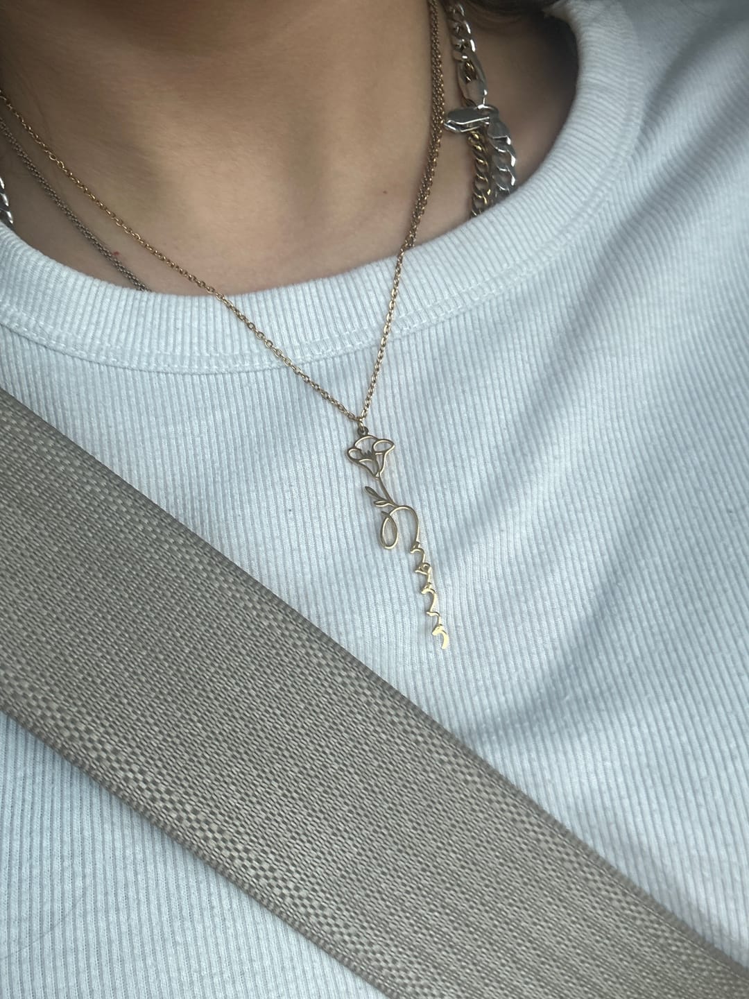 Customer photo review of Birth Flower Name Necklace