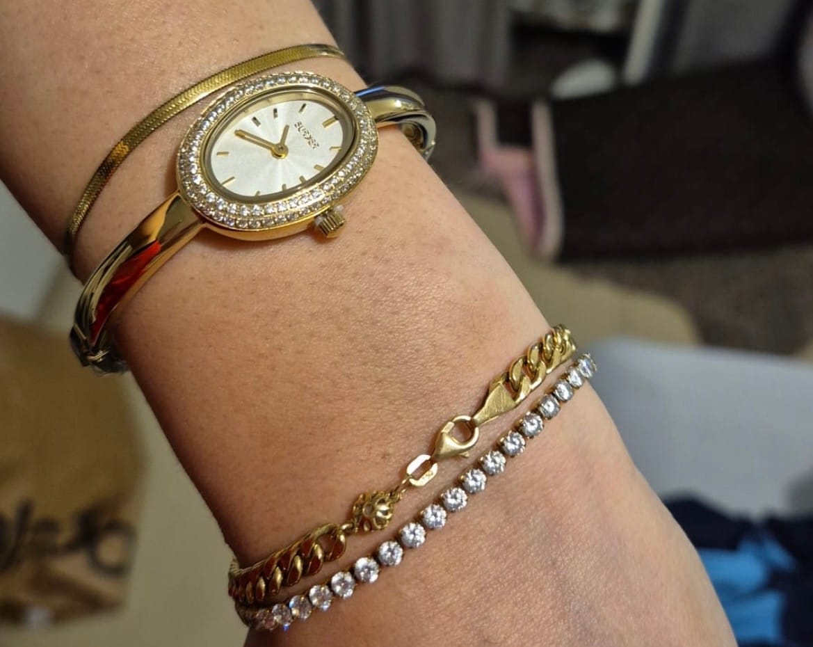 Customer photo review of Isabell Petite Gold Silver