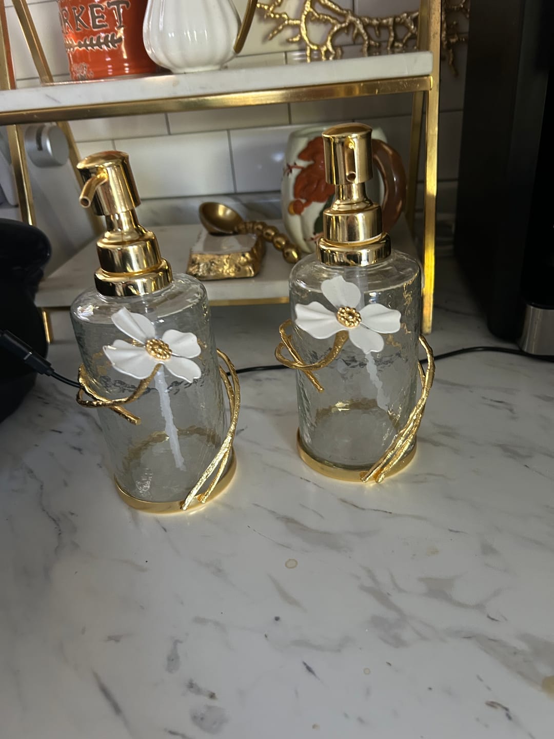 Customer photo review of Set Of Two Glass Soap Dispensers