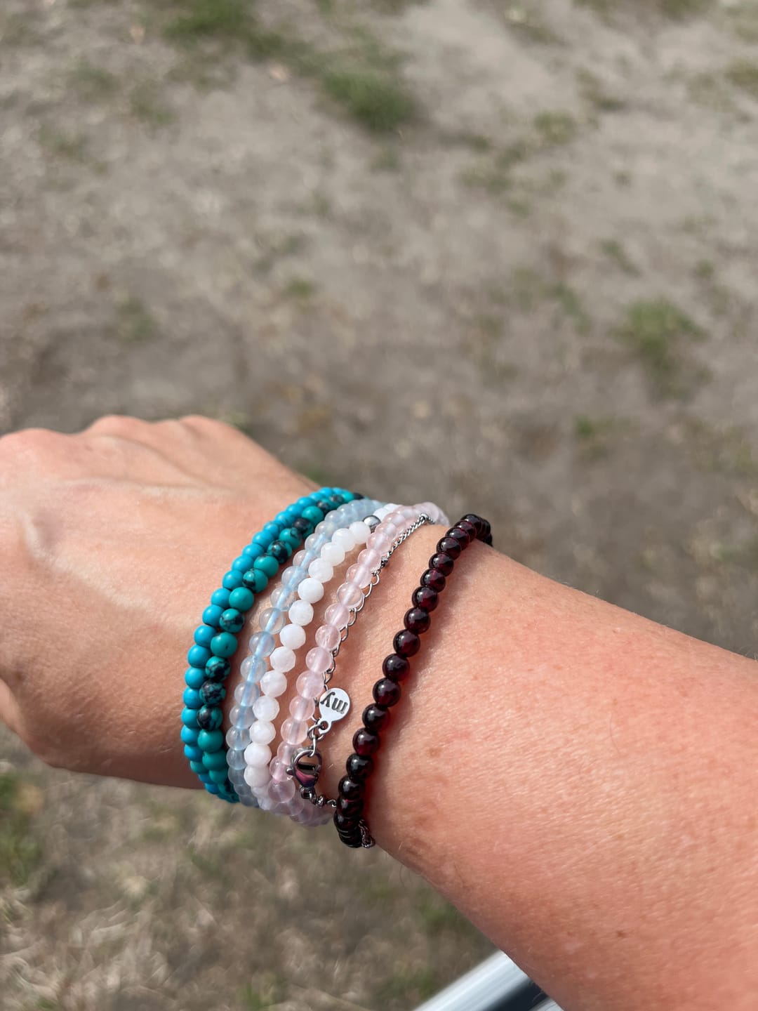 Customer photo review of Rubin Armband - Perlen geschliffen