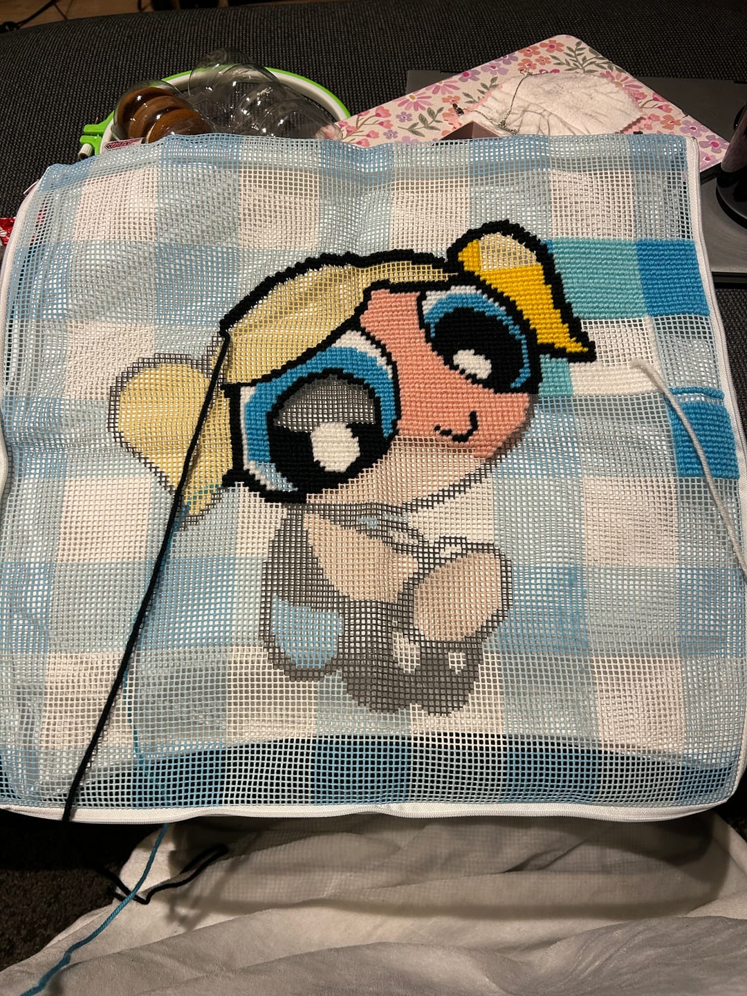 Customer photo review of BUBBLES - Tapestry Needlepoint Cushion Kit