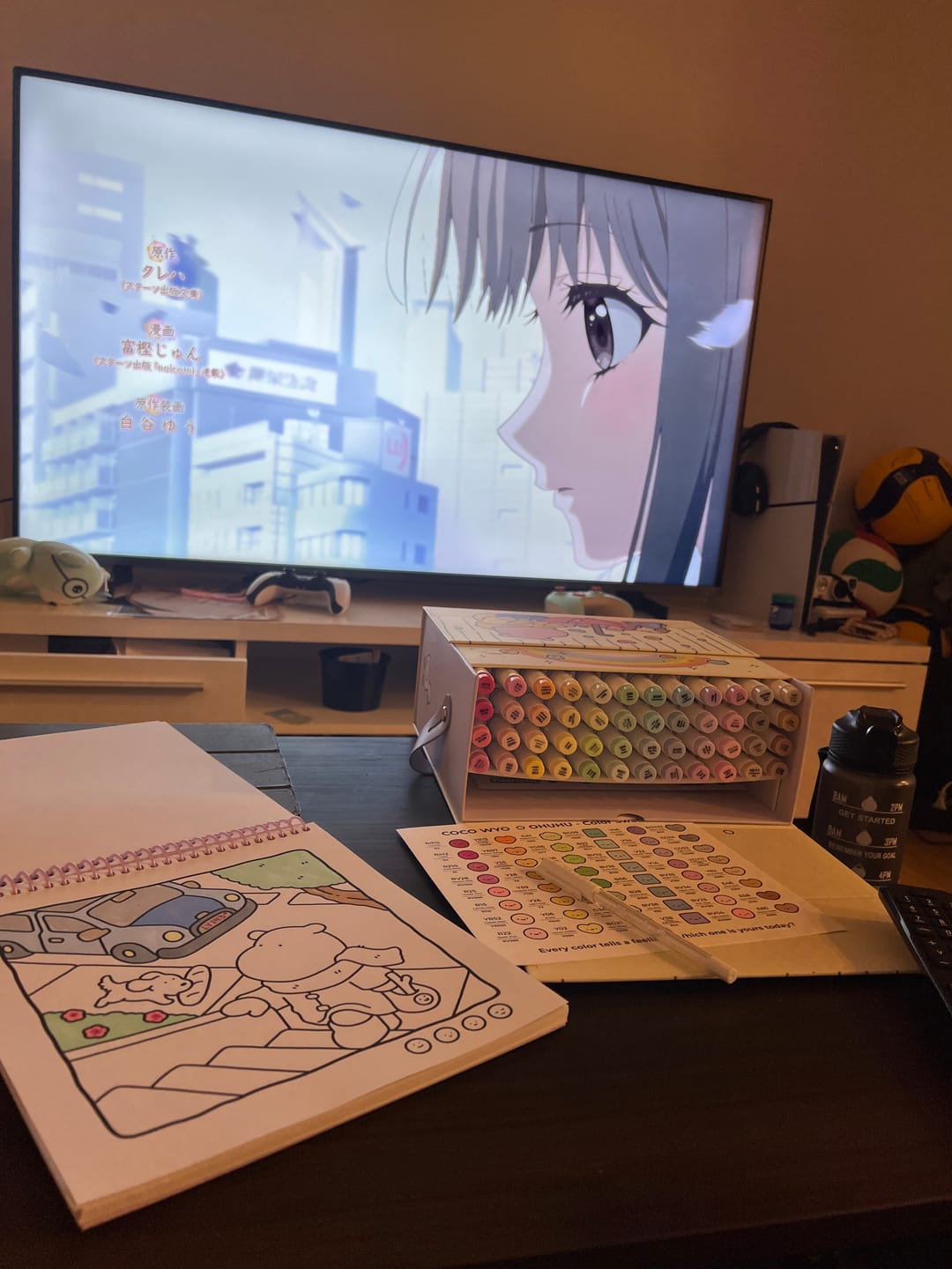 Customer photo review of Ohuhu x Coco Wyo Cozy Mood Coloring Kit, Honolulu B 48 Colors Alcohol Markers with Brush & Fine Dual Tips, Coloring Book with Mood Tracker Pages