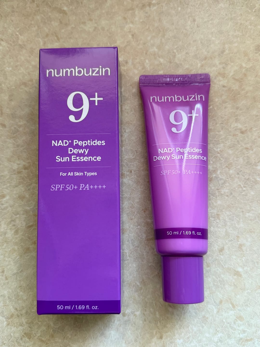 Customer photo review of Saules aizsargkrēms Numbuzin No.9 NAD+ 9 Peptides Dewy Sun Essence