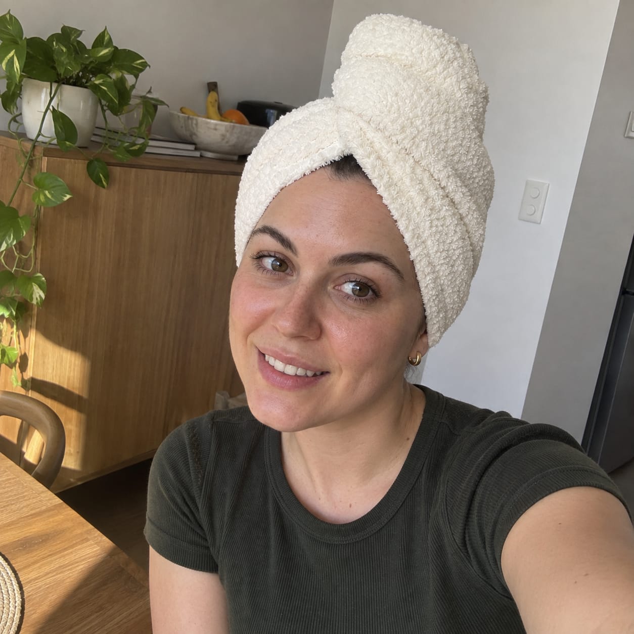 Customer photo review of Towel Hairwrap - Restocking Soon