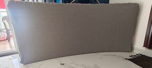 Customer's Flo Wave Mattress shown standing upright on a floor.