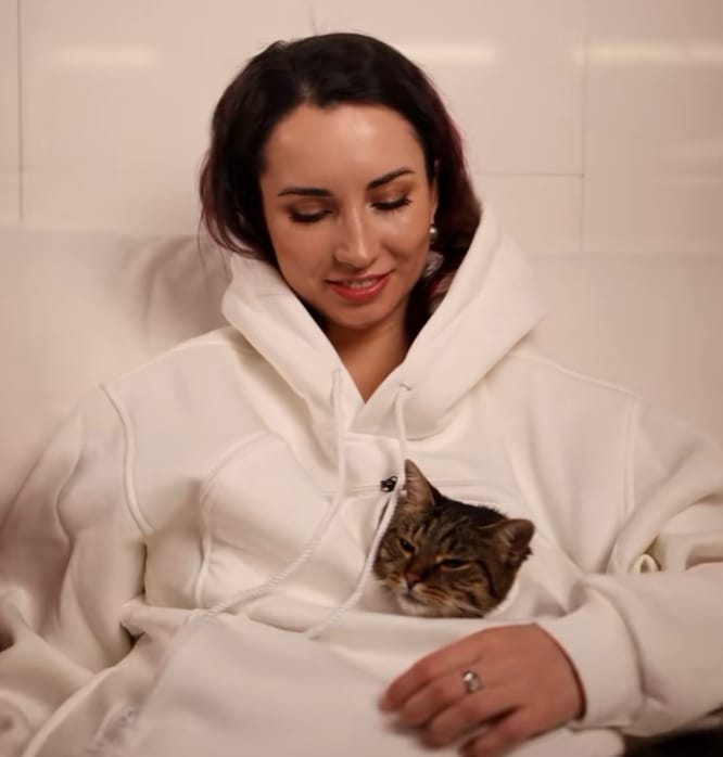 Customer photo review of Pet Peekaboo Pocket Hoodie