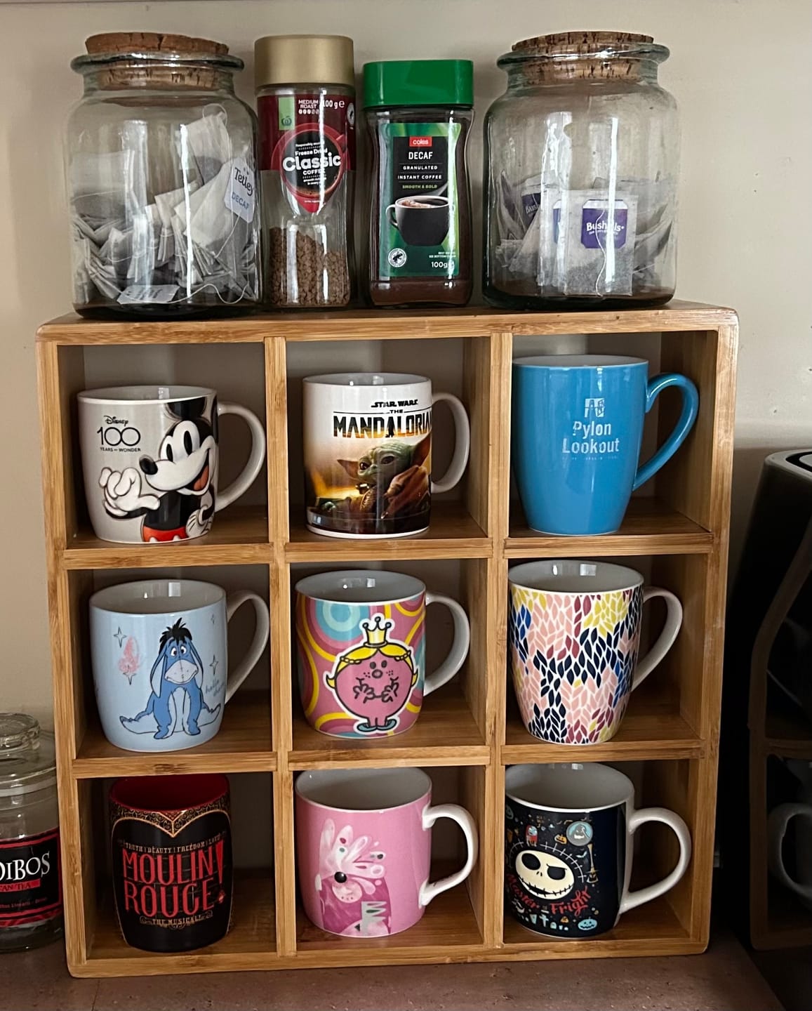 Customer photo review of Coffee Tea Mug Cup Display Shelf (9 Cube)