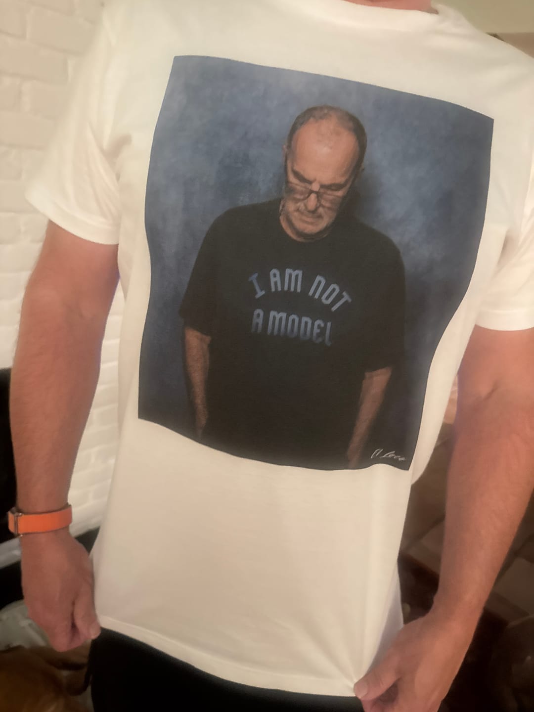 Customer photo review of Bielsa Not a Model T-Shirt