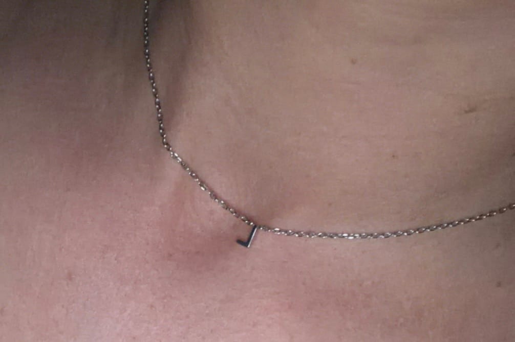 Customer photo review of The Original Single Initial Letter Necklace