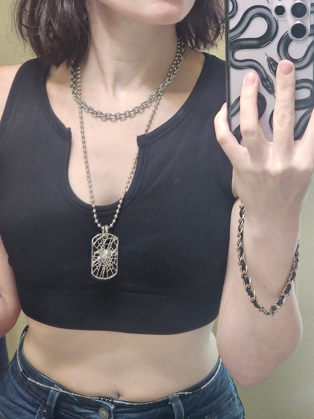 Customer photo review of SPIDER DOG TAG NECKLACE